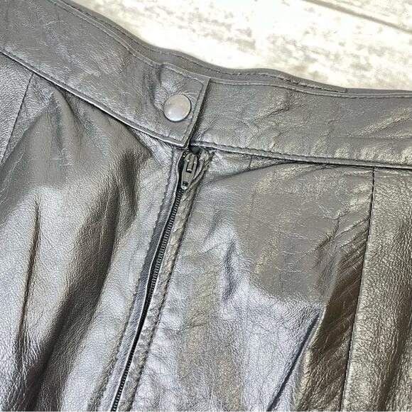 Forenza Italian Leather Black Pencil Skirt Vintage Sz 8 80s 90s High Waisted - Picture 4 of 9